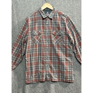 Kuhl Men's Dillingr Flannel Red Grey Plaid Long Sleeve Shirt Cotton Large